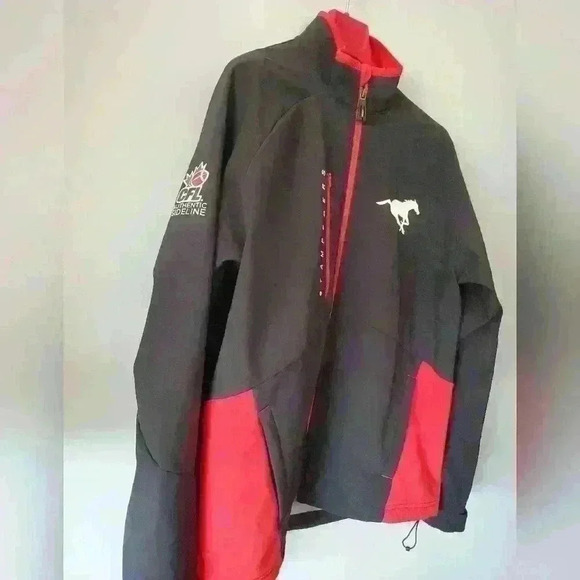 CFL CALGARY STAMPEDERS REEBOK authentic sideline softshell jacket. Men's Med - Picture 4 of 12